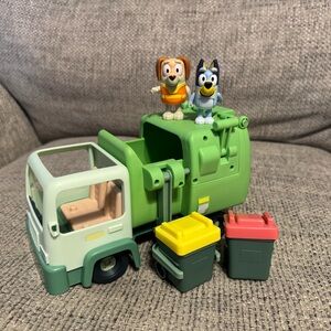 Green and Red Toy Garbage Truck with Figures